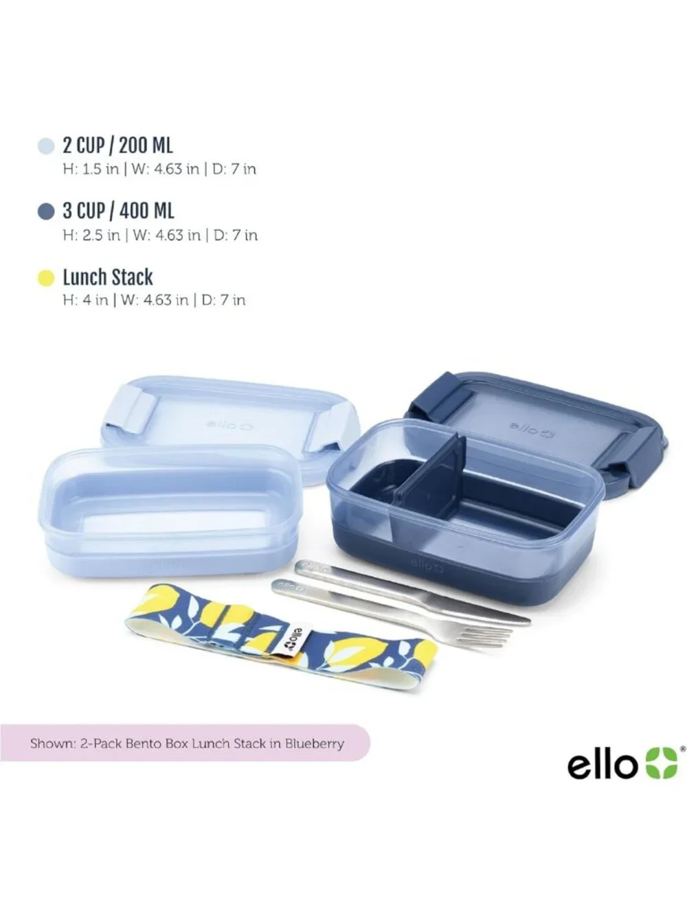 2-Pack Bento Box Lunch Containers - Airtight, Leak-Proof, BPA-Free, Microwave